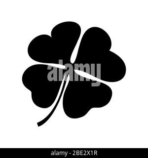 Clover à quatre feuilles, illustration vectorielle en noir et blanc, symbole irlandais, logo St Patrick's Day, signe de chance Illustration de Vecteur