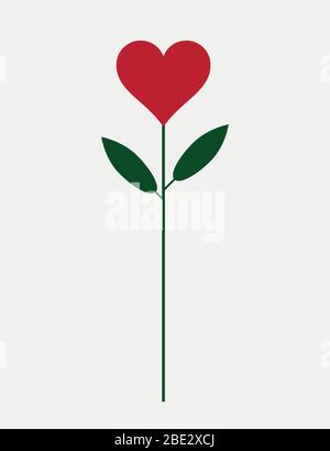 Coeur rouge formé comme rose, symbole pour cadeau, mariage, amour ou amitié, illustration vectorielle logo avec espace de copie Illustration de Vecteur