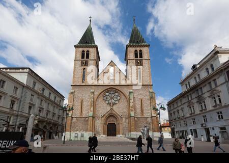 Sarajevo, Bosnie-Herzégovine - 27 février : Cathédrale de coeur sacrée Banque D'Images