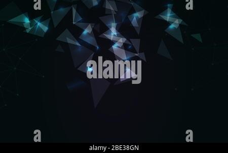 arrière-plan abstrait science-fiction futuriste technologie virtuelle de lueur , papier peint numérique écran noir et triangles de brillance . illustration vectorielle Illustration de Vecteur