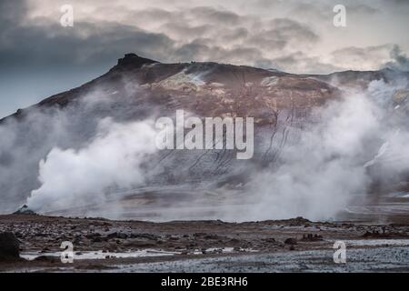 Zone géothermique Hverir en Myvatn Islande Banque D'Images