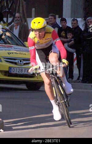 Riccardo Riccò de Saunier Duval-Prodir pendant la course cycliste de Tirreno Adriatico 2007, étape 5, Civitanova Marche - Civitanova Marche Alta (ITT) (20,5 km ) le 18 mars 2007 à Civitanova Marche, Italie - photo Laurent Lairys / DPPI Banque D'Images