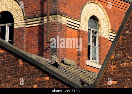 Détail du bâtiment victorien dans le quartier Ancoats de Manchester Banque D'Images