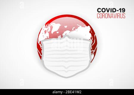 Monde portant un masque médical, carte du monde, vecteur, illustration, fichier eps Illustration de Vecteur