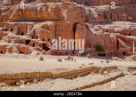 Les tombeaux royaux à Pétra, site du patrimoine mondial de l'UNESCO Banque D'Images