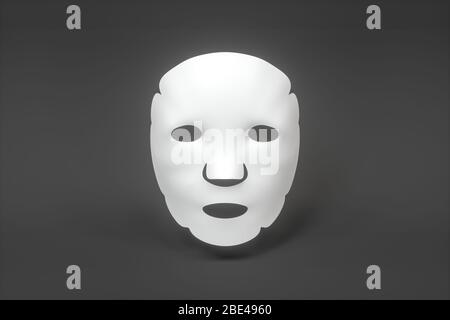 Masque blanc, concept de soins de la peau, rendu 3d. Dessin numérique informatique. Banque D'Images