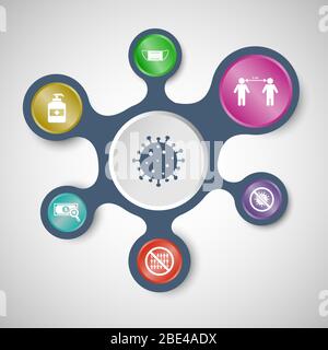 Modèles d'infographie sur le coronavirus avec métabilles connectées, vecteur de stock Illustration de Vecteur