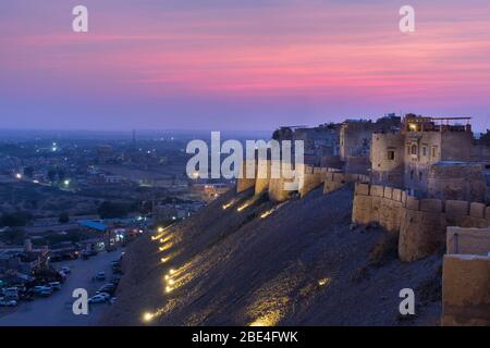 Crépuscule de Jaisalmer fort Rajasthan Inde Banque D'Images