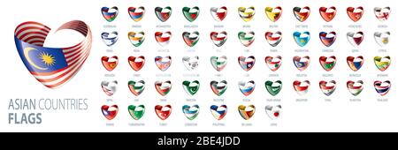 Drapeaux nationaux des pays asiatiques. Illustrations vectorielles Illustration de Vecteur