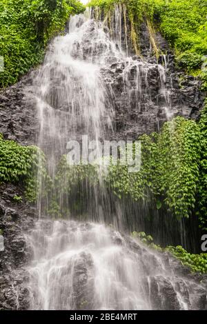 Gros plan vertical des chutes de Banyumala à Bali, Indonésie. Banque D'Images