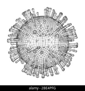 Modèle vectoriel de trame filaire d'un virus Illustration de Vecteur