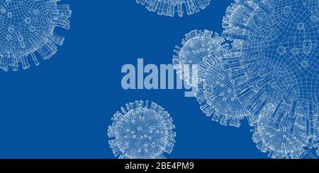 Modèle vectoriel de trame filaire d'un virus Illustration de Vecteur