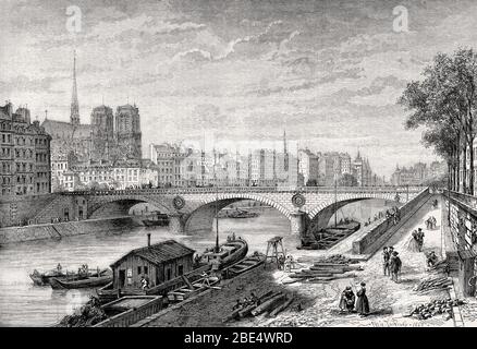 Le Pont Louis-Philippe, pont traversant la Seine à Paris, France, XIXe siècle Banque D'Images