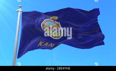 Drapeau de l'état américain du Kansas, région des États-Unis Banque D'Images