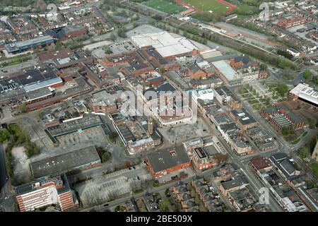 Vue aérienne du centre-ville de Crewe, Cheshire Banque D'Images