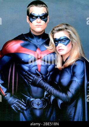 BATMAN ET ROBIN 1997 Warner Bros avec Alicia Silverstone et Chris O'Donnell Banque D'Images
