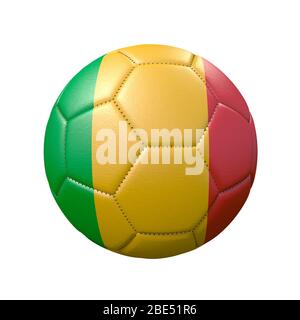 Ballon de football dans des couleurs de drapeau isolées sur fond blanc. Mali. Image 3D Banque D'Images