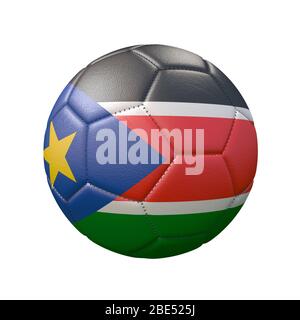 Ballon de football dans des couleurs de drapeau isolées sur fond blanc. Soudan du Sud. Image 3D Banque D'Images