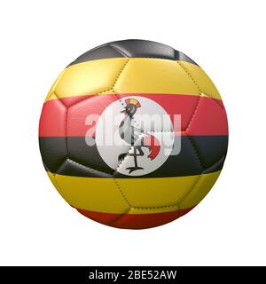 Ballon de football dans des couleurs de drapeau isolées sur fond blanc. Ouganda. Image 3D Banque D'Images