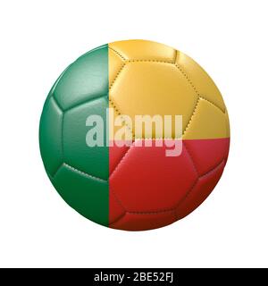 Ballon de football dans des couleurs de drapeau isolées sur fond blanc. Bénin. Image 3D Banque D'Images