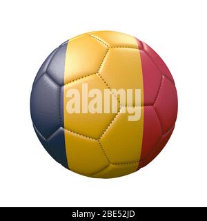 Ballon de football dans des couleurs de drapeau isolées sur fond blanc. Tchad. Image 3D Banque D'Images