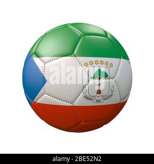 Ballon de football dans des couleurs de drapeau isolées sur fond blanc. Guinée équatoriale. Image 3D Banque D'Images