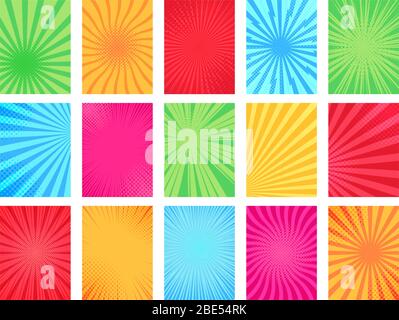 Fond de bande dessinée. Modèle de page de livres de dessin animé, cadre graphique et texture comique affiche toile de fond scénario illustration ensemble. Demi-teinte PopArt Illustration de Vecteur