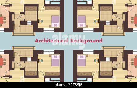 Contexte architectural. Plans architecturaux de bâtiments résidentiels. Les dessins de cottages. Illustration vectorielle colorée EPS10 Illustration de Vecteur