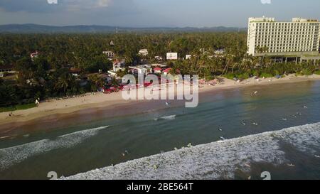 Vue aérienne de la plage du Sri Lanka. Banque D'Images