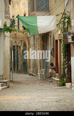 Le souq de l'ancienne Médina au centre de Tripoli, capitale de la Libye. Banque D'Images