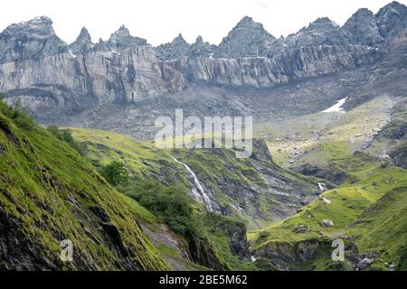 Blick von der Glarner Seite auf die Tschingelhörner oberhalb von Elm, Schweiz Banque D'Images