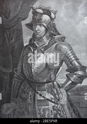 Maximilian I, Archiduke Maximilian d'Autriche, 22 mars 1459 - 12 janvier 1519, de la dynastie des Habsbourg fut duc de Bourgogne de 1477, roi germano-romain de 1486, seigneur des terres héréoitaires des Habsbourg de 1493 et empereur germano-romain du 4 février 1508 au 12 janvier 1519 / Maximilian I., Erzherzog Maximilian von Österreich, 22. März 1459 - 12. Januar 1519, aus dem Geschlecht der Habsburger war durch Heirat ab 1477 Herzog von Burgund, ab 1486 römisch-deutscher König, ab 1493 Herr der Habsburgischen Erblande und vom 4. Février 1508 bis zum 12. Jänner 1519 römisch-deutscher Kaiser, Histori Banque D'Images