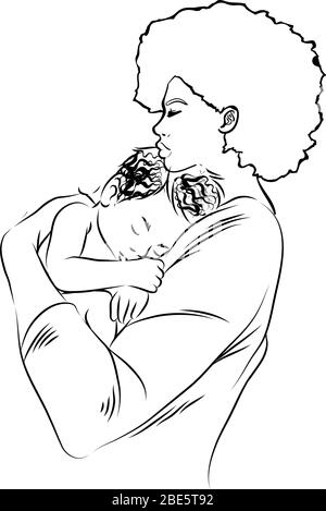 Mère afro-américaine avec bébé Illustration de Vecteur