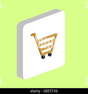 Panier icône vecteur simple. Modèle de conception de symbole d'illustration pour le web l'interface utilisateur mobile. Couleur parfaite Pictogramme 3D isométrique sur carré blanc. Illustration de Vecteur