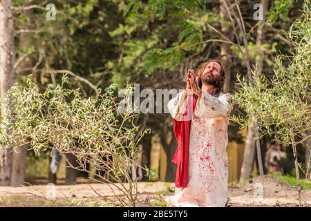 Claromeco, Buenos Aires, Argentine - 26 mars 2016 : représentation en direct de la via Crucis à Claromeco, Buenos Aires, Argentine Banque D'Images