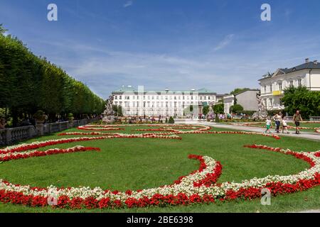 Les jardins de Schloss Mirawell (Palais Mirabell), Salzbourg, Autriche. Banque D'Images