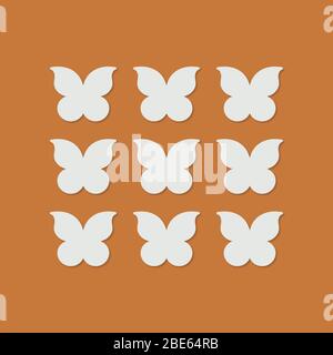 Neuf papillons disposés en grille sur fond brun. Illustration vectorielle plate à motif ressort personnalisable. Illustration de Vecteur