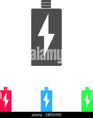 L'icône de charge de la batterie est à plat. Pictogramme de couleur sur fond blanc. Symbole d'illustration vectorielle et icônes bonus Illustration de Vecteur