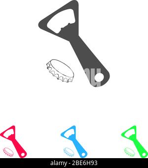 Ouvre pour icône bière plate. Pictogramme de couleur sur fond blanc. Symbole d'illustration vectorielle et icônes bonus Illustration de Vecteur