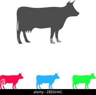 Icône vache plate. Pictogramme de couleur sur fond blanc. Symbole d'illustration vectorielle et icônes bonus Illustration de Vecteur