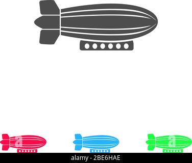 Avion zeppelin icône plat. Pictogramme de couleur sur fond blanc. Symbole d'illustration vectorielle et icônes bonus Illustration de Vecteur