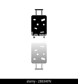 Bagages de voyage. Symbole noir sur fond blanc. Illustration simple. Icône vecteur plat. Ombre de réflexion miroir. Peut être utilisé dans le logo, le Web, le mobile an Illustration de Vecteur