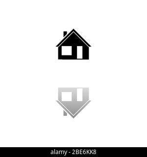 Accueil. Symbole noir sur fond blanc. Illustration simple. Icône vecteur plat. Ombre de réflexion miroir. Peut être utilisé dans le projet logo, Web, mobile et UI UX Illustration de Vecteur