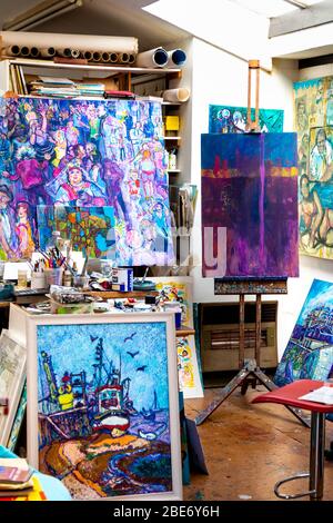 Intérieur du studio d'art à Old Leigh Studios, Leigh-on-Sea, Essex, Royaume-Uni Banque D'Images