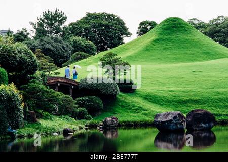 Le jardin Suizenji est un grand jardin de style japonais à Kumamoto. Banque D'Images