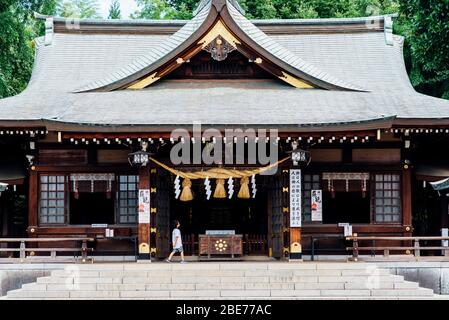 Sanctuaire Izumi dans le jardin de Suizenji à Kumamoto, Japon. Banque D'Images