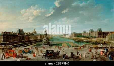 Vue de Paris depuis le Pont neuf - Nicolas-Jean-Baptiste Raguenet, 1763 Banque D'Images