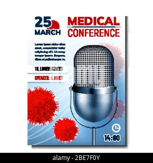 Conférence médicale Publicité lumineuse vecteur d'affiche Illustration de Vecteur