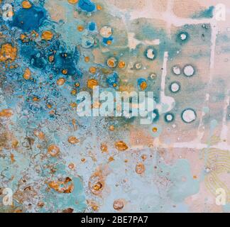 Peinture étonnante, peinte avec des peintures à l'huile, des couleurs bleu et blanc, le style cosmique. Banque D'Images