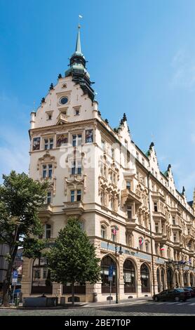 L'hôtel Paris Prague (1904) est un hôtel de luxe de style Art nouveau situé dans la vieille ville de Prague, en République tchèque. Banque D'Images